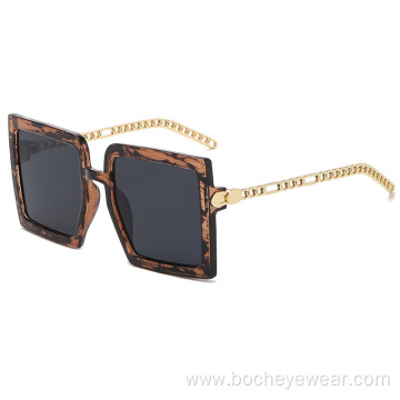European and American fashion large frame square men's and women's fashion street shot metal chain net red hollow out sunglasses